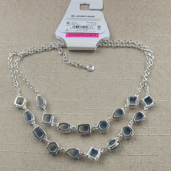GLORIA VANDERBILT Necklace Women Silver Tone and Faceted Blue Ombre Acrylic - Picture 6 of 11